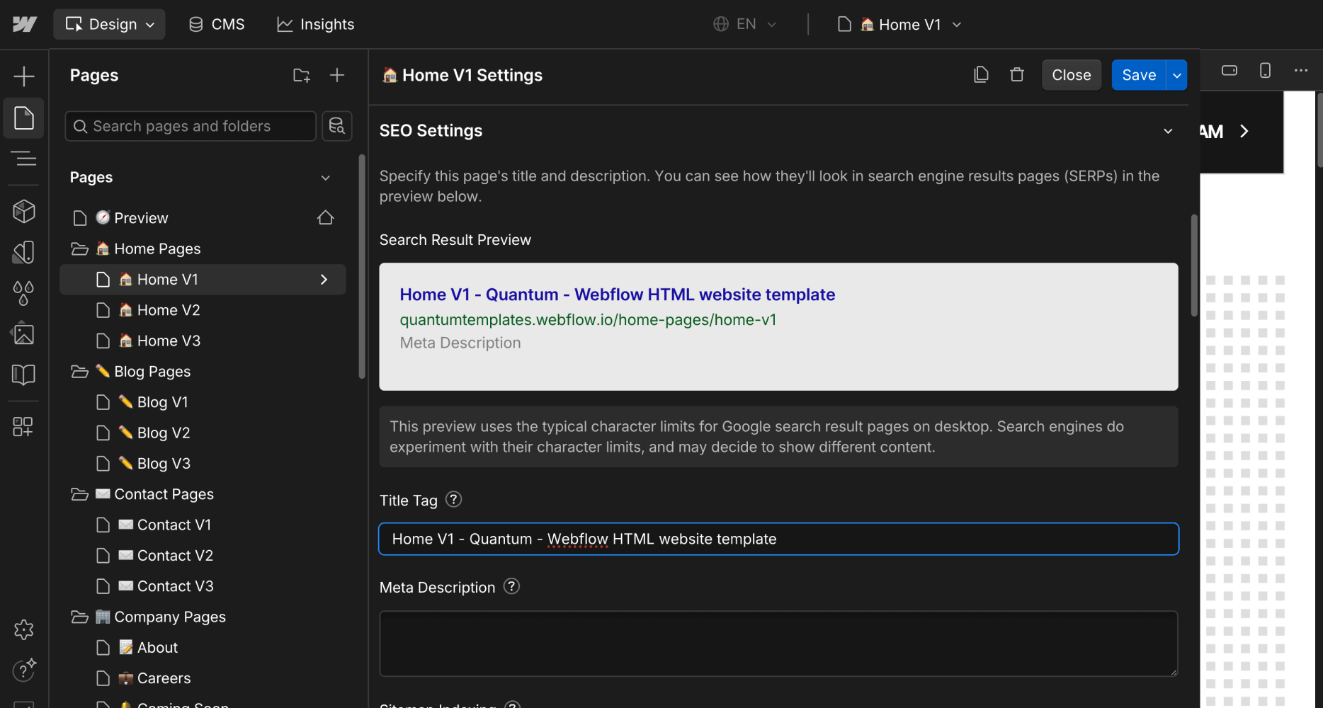 SEO - Quantum Webflow Template